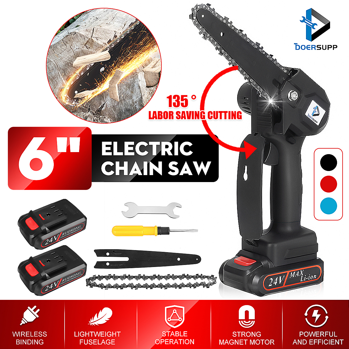 1500W-6Inch-Cordless-Electric-Chain-Saw-Wood-Mini-Cutter-One-Hand-Saw-Woodworking-Tool-W-2pcs-Batter-1833878-1