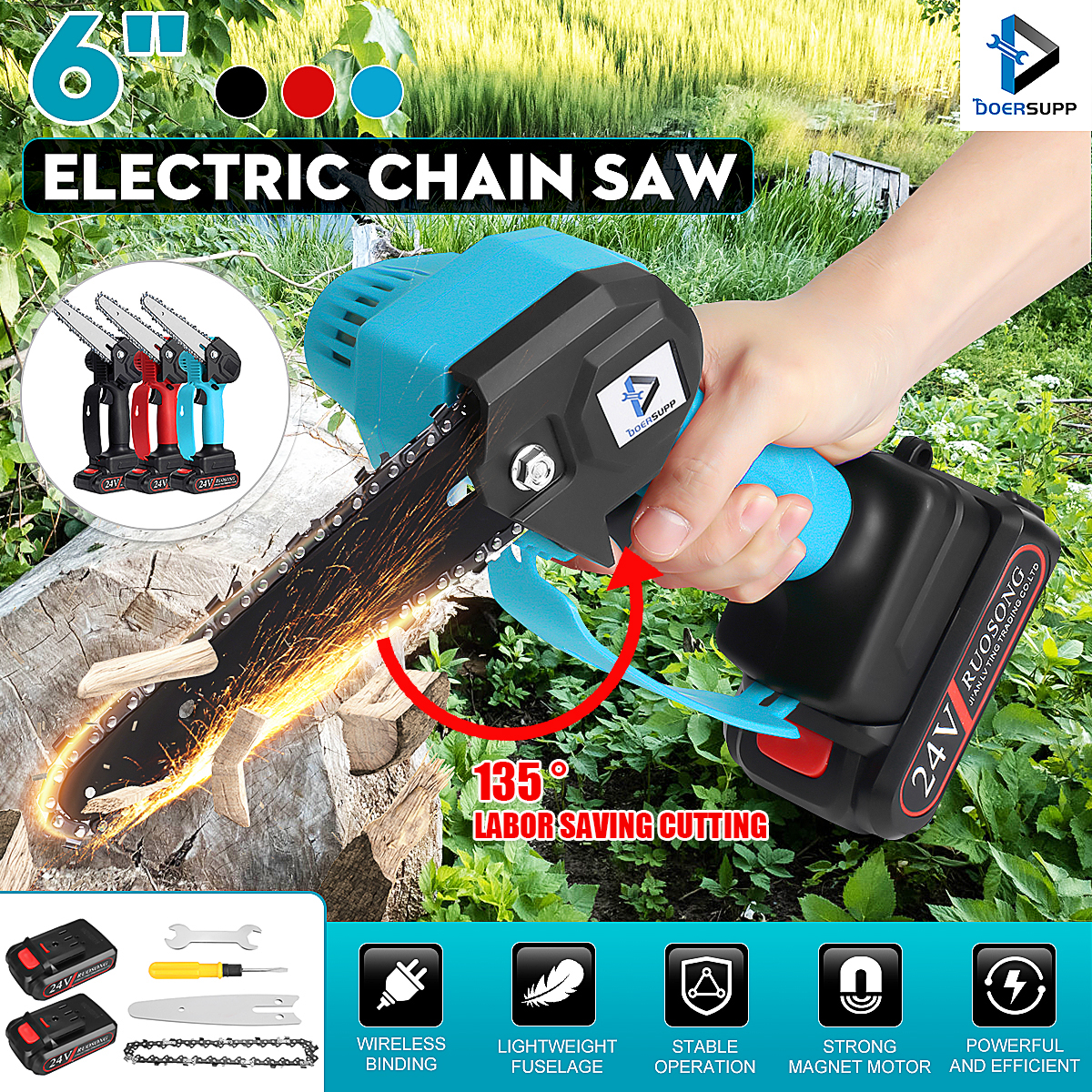 1500W-6Inch-Cordless-Electric-Chain-Saw-Wood-Mini-Cutter-One-Hand-Saw-Woodworking-Tool-W-2pcs-Batter-1833878-2