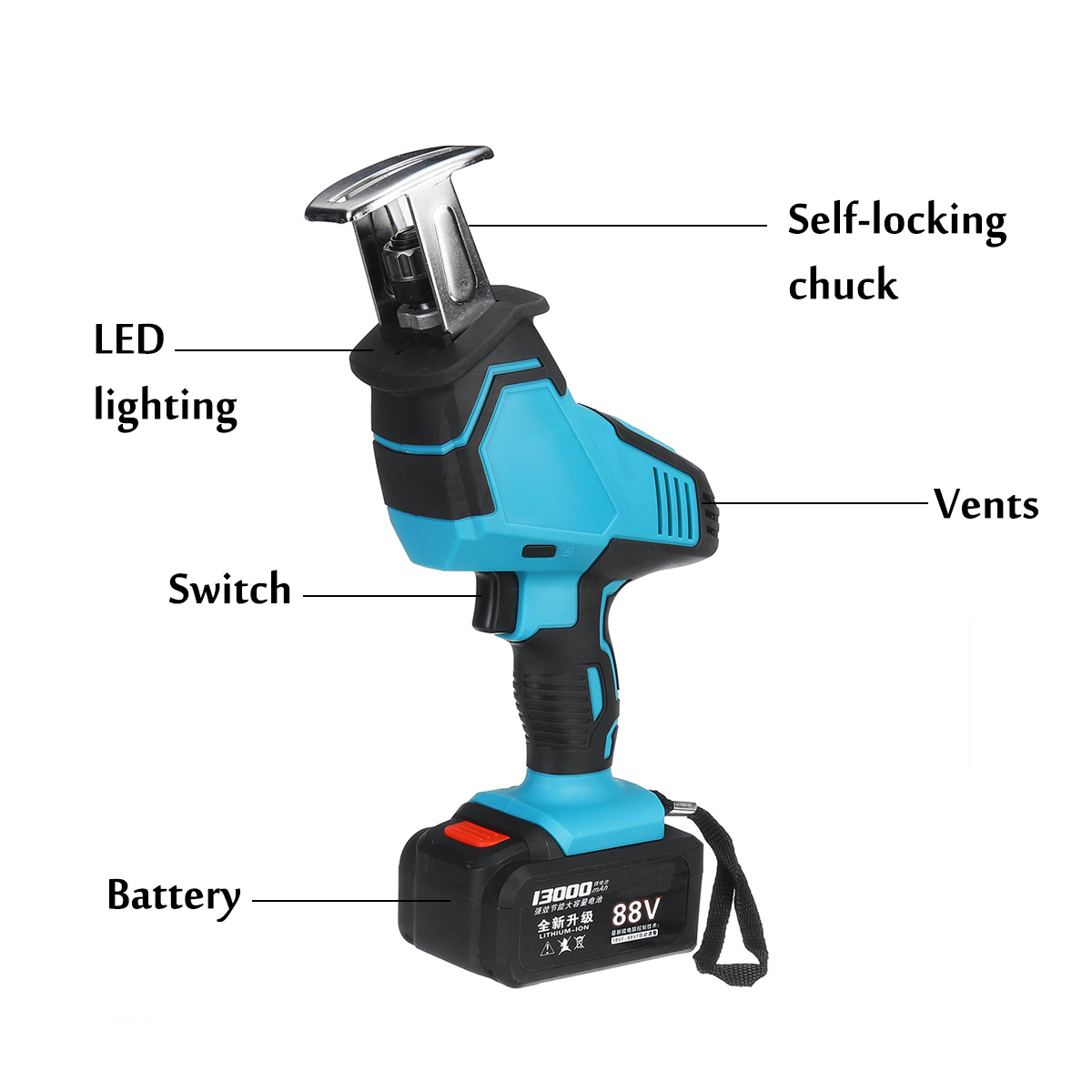 26V88V-6000mAh13000mAh-Cordless-Reciprocating-Saw-Electric-Lithium-Sabre-Saw-with-5-Saw-Blades-1585004-4