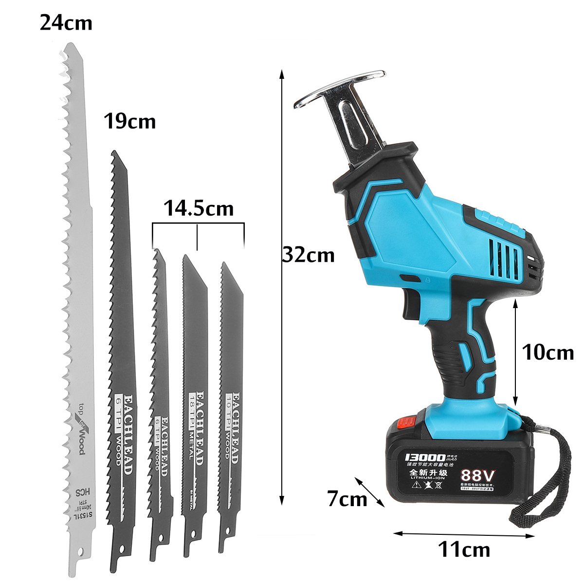 26V88V-6000mAh13000mAh-Cordless-Reciprocating-Saw-Electric-Lithium-Sabre-Saw-with-5-Saw-Blades-1585004-5