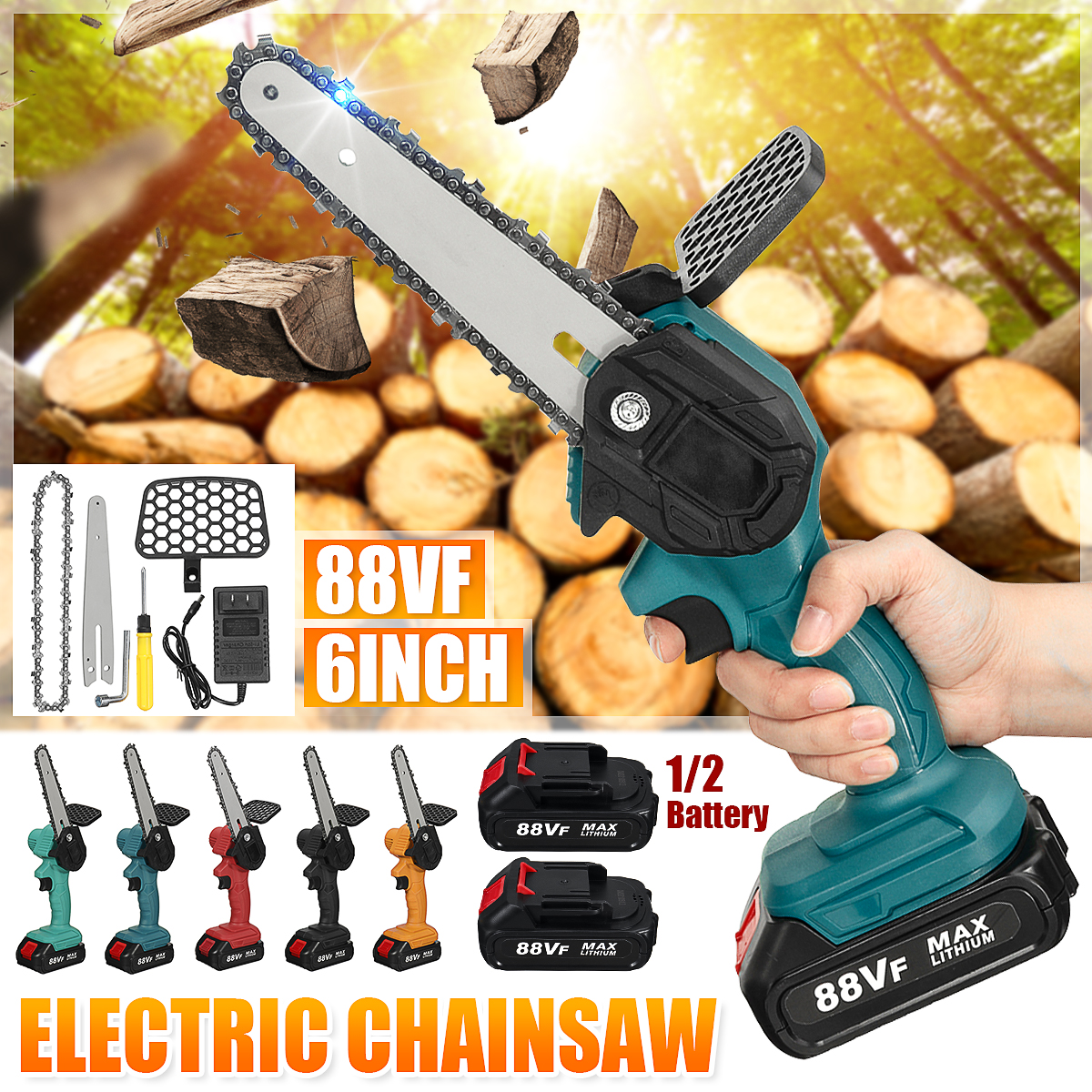 88VF-Rechargable-Mini-Chain-Saw-6-Inch-Cordless-Electric-Chainsaw-With-Batteriy-Wood-Work-Cutter-Too-1843505-4