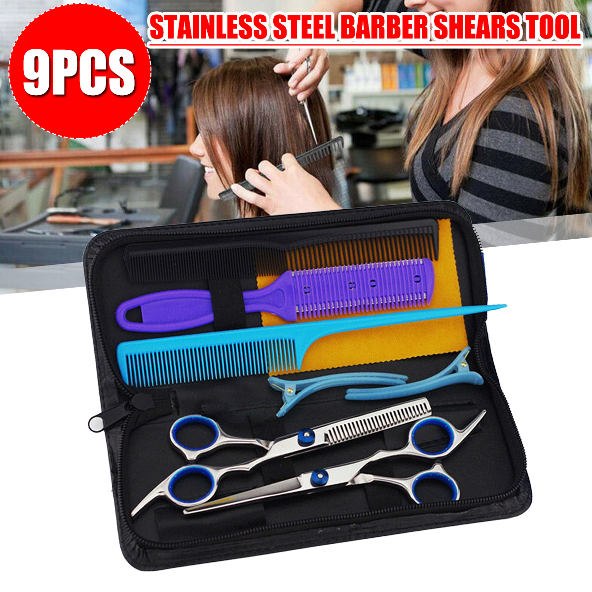 9pcs-Hair-Scissors-Cutting-Thinning-Shears-Comb-Clips-Scissors-Kit-1691855-1