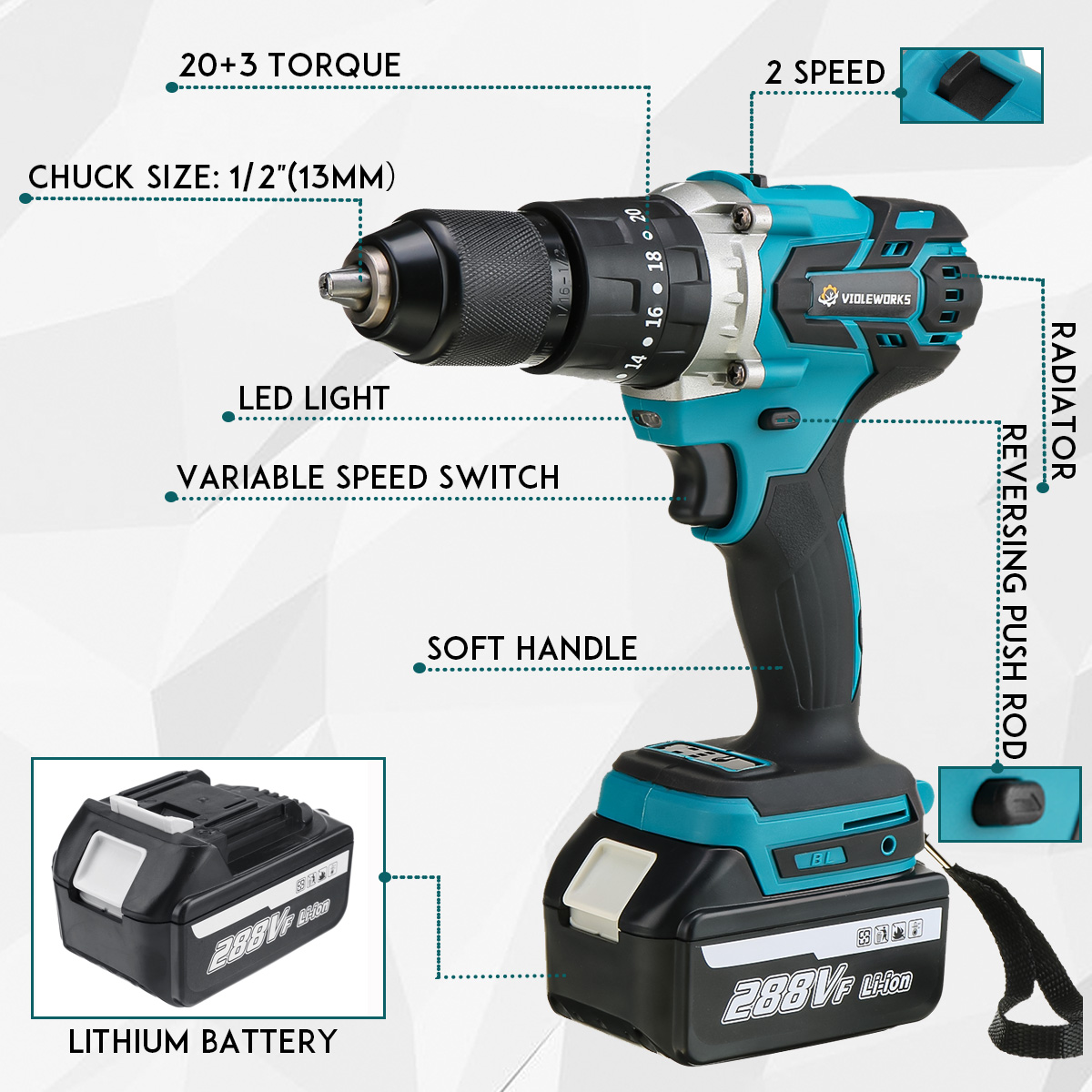 VIOLEWORKS-288VF-3-In-1-Cordless-Electric-Impact-Drill-Driver-Brushless-Driver-Drill-Hammer-with-EU--1834519-4