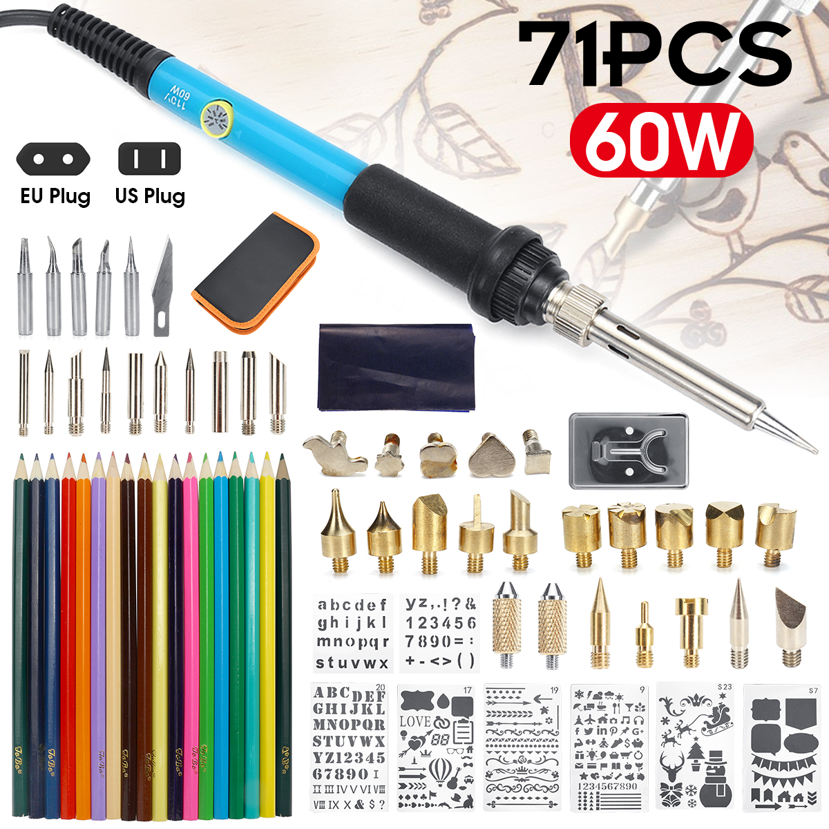 71Pcs-60W-Pen-Pyrography-Solder-Iron-Tool-Kit-Set-Adjustable-Wood-Burning-Carving-Embossing-Tool-1417337-1