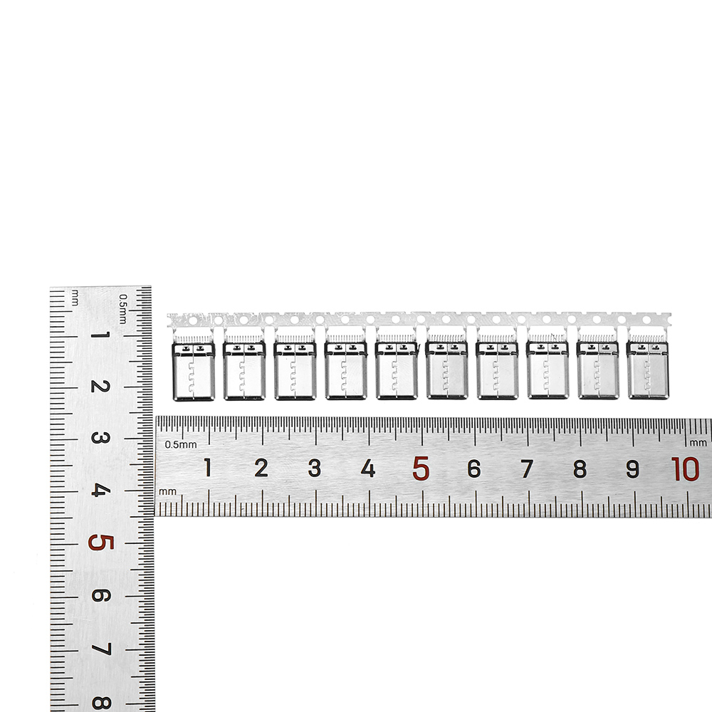 10PCS-TYPE-C-31-Upright-24p-Patch-Male-180-Degrees-With-Grounding-Foot-Fixed-Riveting-Male-L111MM-1845882-2