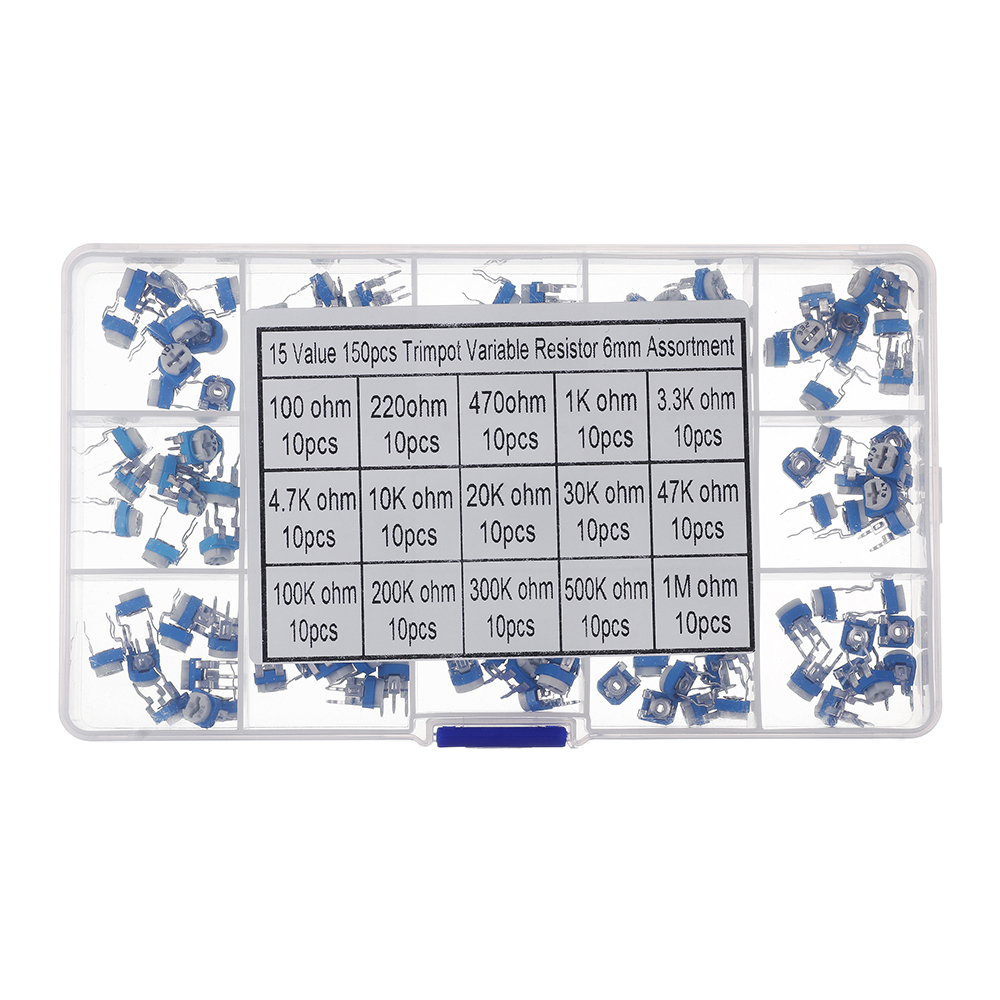 150pcs-15-Values-10-Each-Trimming-Potentiometer-RM-065-Adjustment-100ohm-1M-RM065-Variable-Resistors-1596108-1