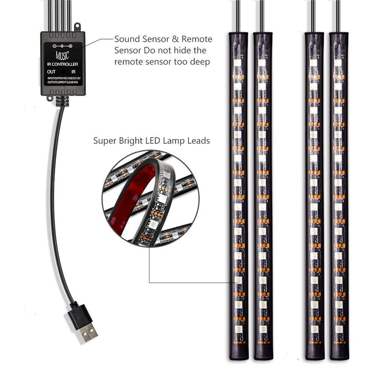 4PCS-9121518-LED-DC12V-10W-RGB-Car-Interior-Strip-Light-USB-Atmosphere-1644396-7