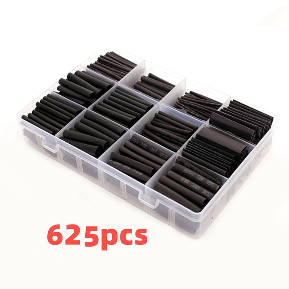 625pcs-Black-Boxed-Heat-Shrinktubing-21-Electronic-DIY-Kit-Insulated-Polyolefin-Sheathed-Shrink-Tubi-1907711-1