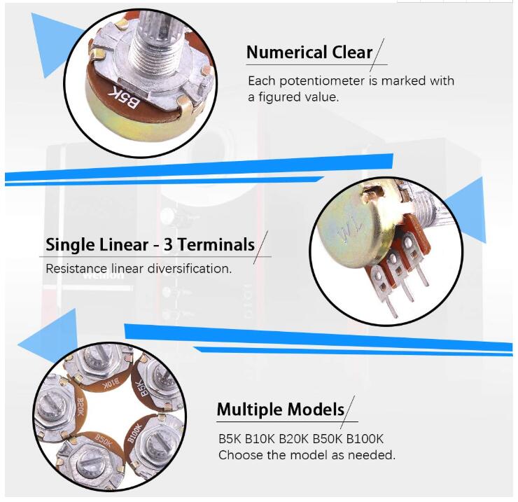 75-Potentiometers-B5K-B10K-B20K-B50K-B100K-ohm-Knurled-Shaft-Single-Linear-Rotary-Cone-Volume-Contro-1811538-5