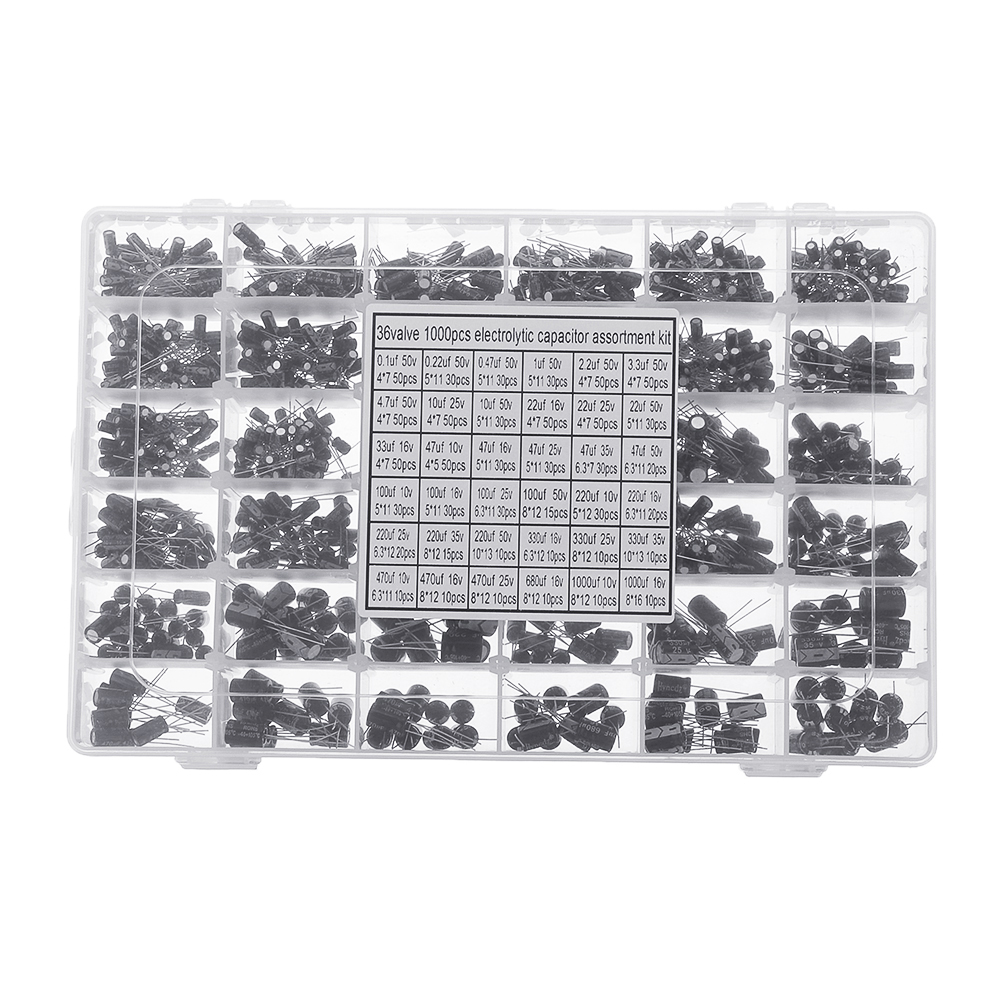 Aemedyreg-1000pcs-36-Values-01uF-50V-1000uF-16V-Capacitors-47UF-10UF-22UF-33UF-47UF-Electrolytic-Cap-1582589-1