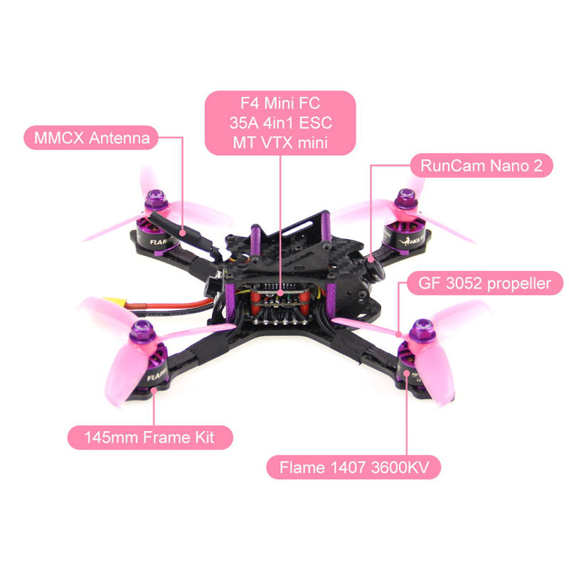 HGLRC-XJB-145MM-V12-3-Inch-3-4S-FPV-Racing-Drone-PNPBNF-F4-Mini-FC-35A-ESC-1407-3600KV-Motor-RunCam--1661531-3