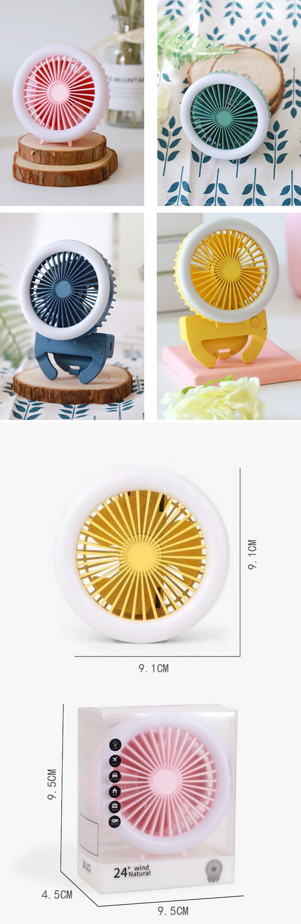 Handheld-Phone-Clip-LED-Fan-Mini-Folding-180deg-Rotation-2-Modes-Fill-Light-3-Speed-Wind-Fan-Make-up-1678283-4