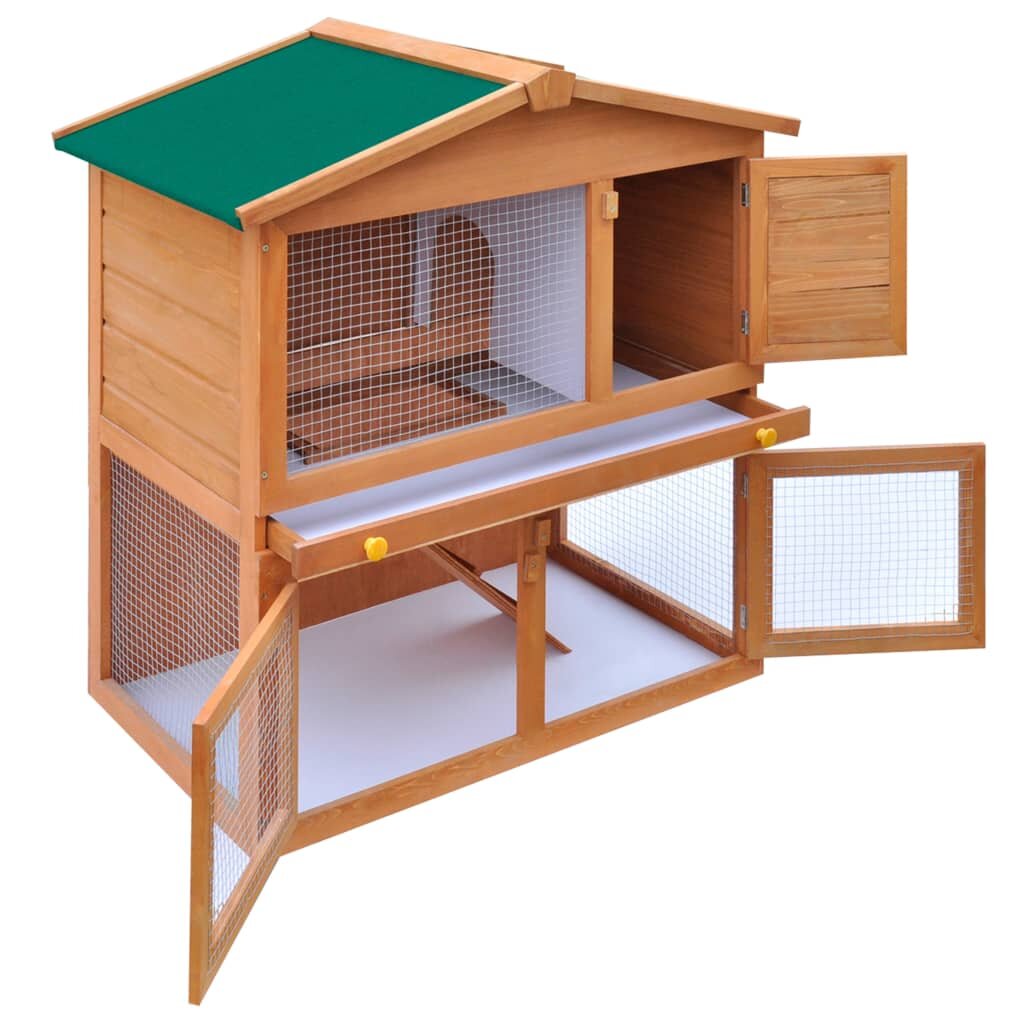 170160 Outdoor Rabbit Hutch Small Animal House Pet Cage 3 Doors Wood Pet Supplies Rabbit House Pet Home Puppy Bedpen Fence Playpen