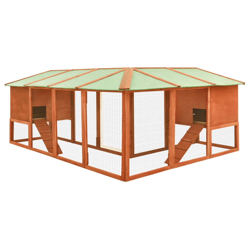 EU-Direct-vidaXL-170872-Outdoor-Rabbit-Hutch-with-Run-Brown-Solid-Fir-Wood-Pet-Supplies-Dog-House-Pe-1953083-4