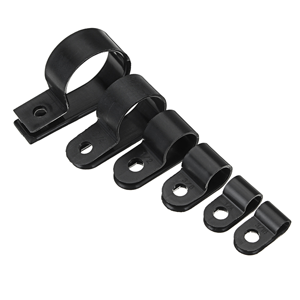 200pcs-Black-White-Plastic-R-Type-Cable-Clip-Clamp-for-Multi-Diameter-Wire-Hose-Tube-1328372-4