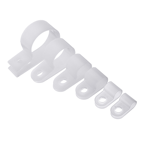 200pcs-Black-White-Plastic-R-Type-Cable-Clip-Clamp-for-Multi-Diameter-Wire-Hose-Tube-1328372-5