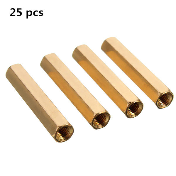 25-pcs--M3-Female-Thread--Hexagon-Isolation-Column-Brass-Standoff-Spacer-1004237-1