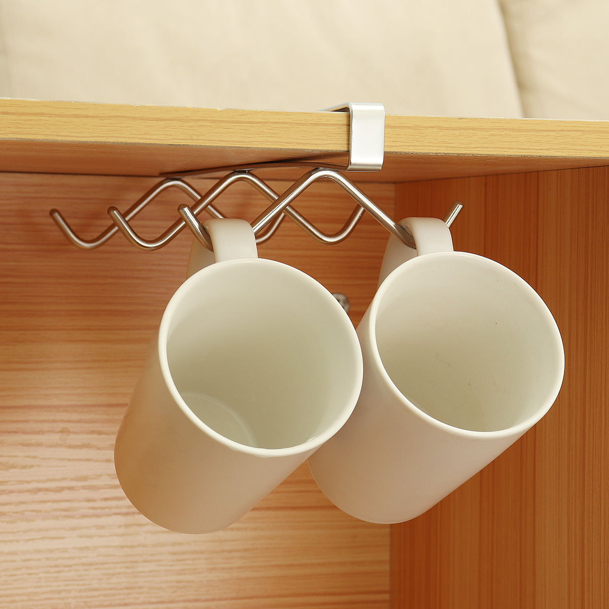 6-Hooks-Under-Cabinet-Mug-Holder-304-Stainless-Steel-Punch-free-Coffee-Cup-Storage-Rack-1689911-1