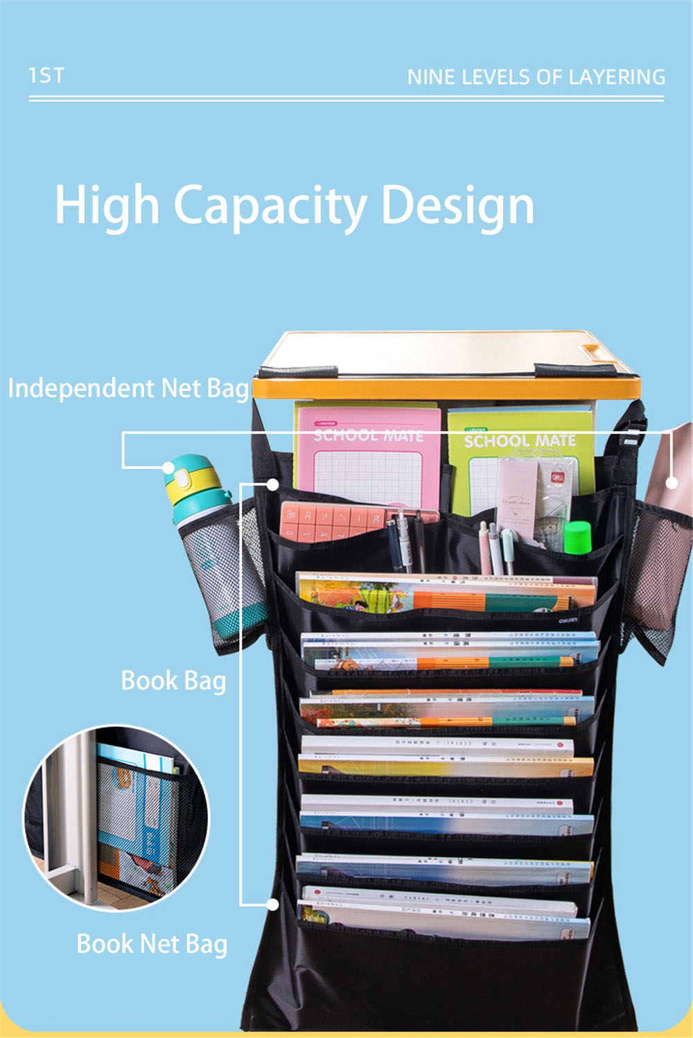 Deli-72364-Student-Learning-Hanging-Book-Bag-Desk-Organizers-Artifact-Creative-Oxford-Cloth-Storage--1720554-4