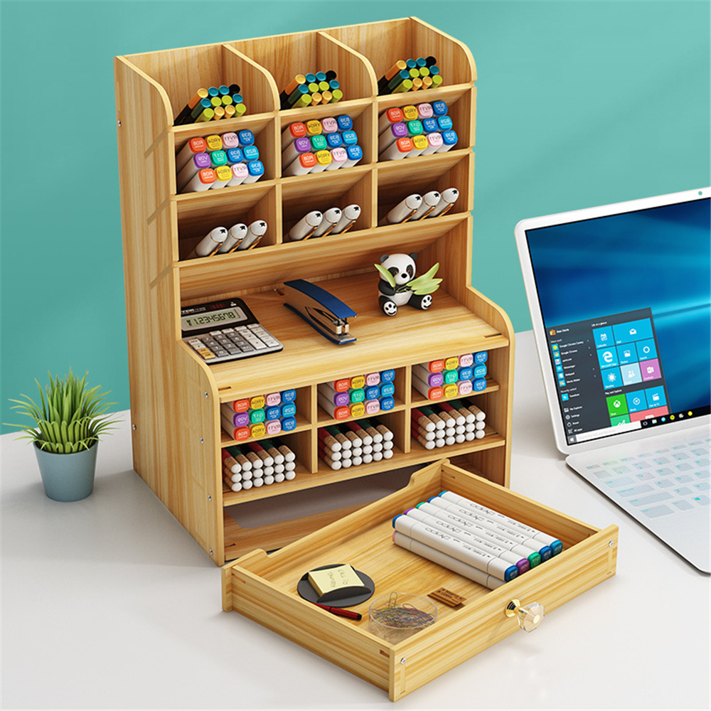 Wooden-Pen-Holder-7-Layers-Multi-Functional-DIY-Desktop-Stationary-Organizer-Home-Office-Supply-Stor-1786750-2