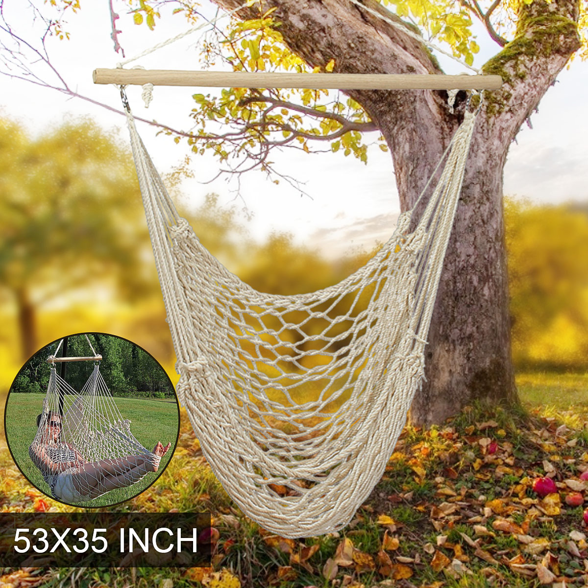 135-x-90CM-Portable-Outdoor-Swing-Cotton-Hammock-Chair-Wooden-Bar-Hanging-Rope-Chair-For-Garden-Pati-1304667-3