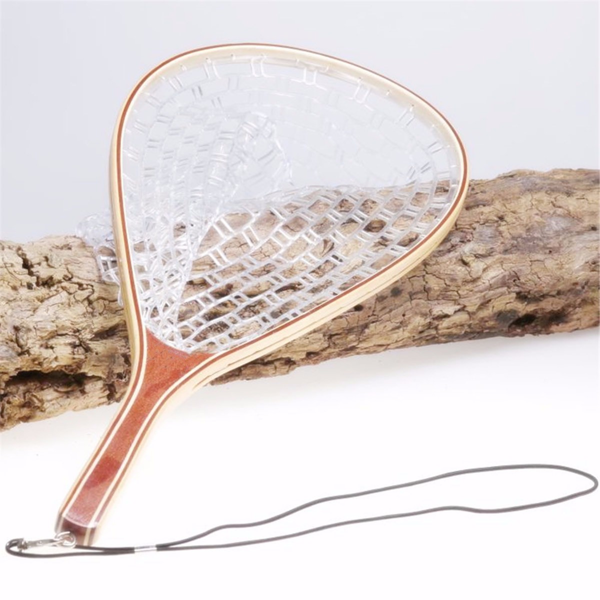 58CM-Wooden-Handle-Fly-Fish-Fishing-Landing-Trout-Clear-Rubber-Net-Mesh-Catch-Tackle-1097230-9