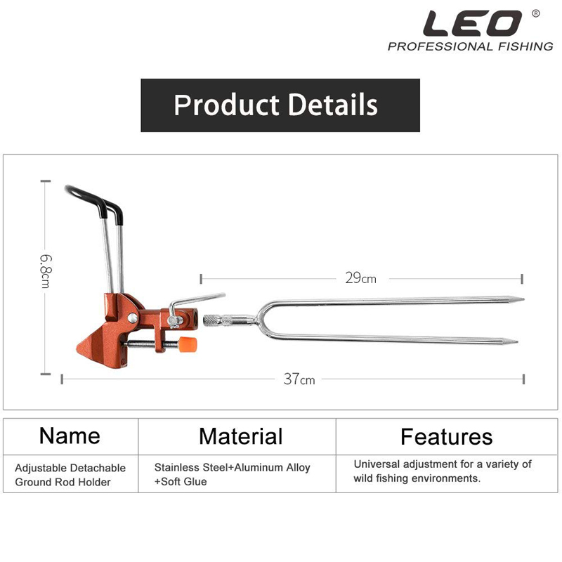 LEO-Aluminum-Alloy-Fishing-Rod-Holder-Adjustable-Handle-Fishing-Pole-Support-Stand-Metal-Ground-1361821-2