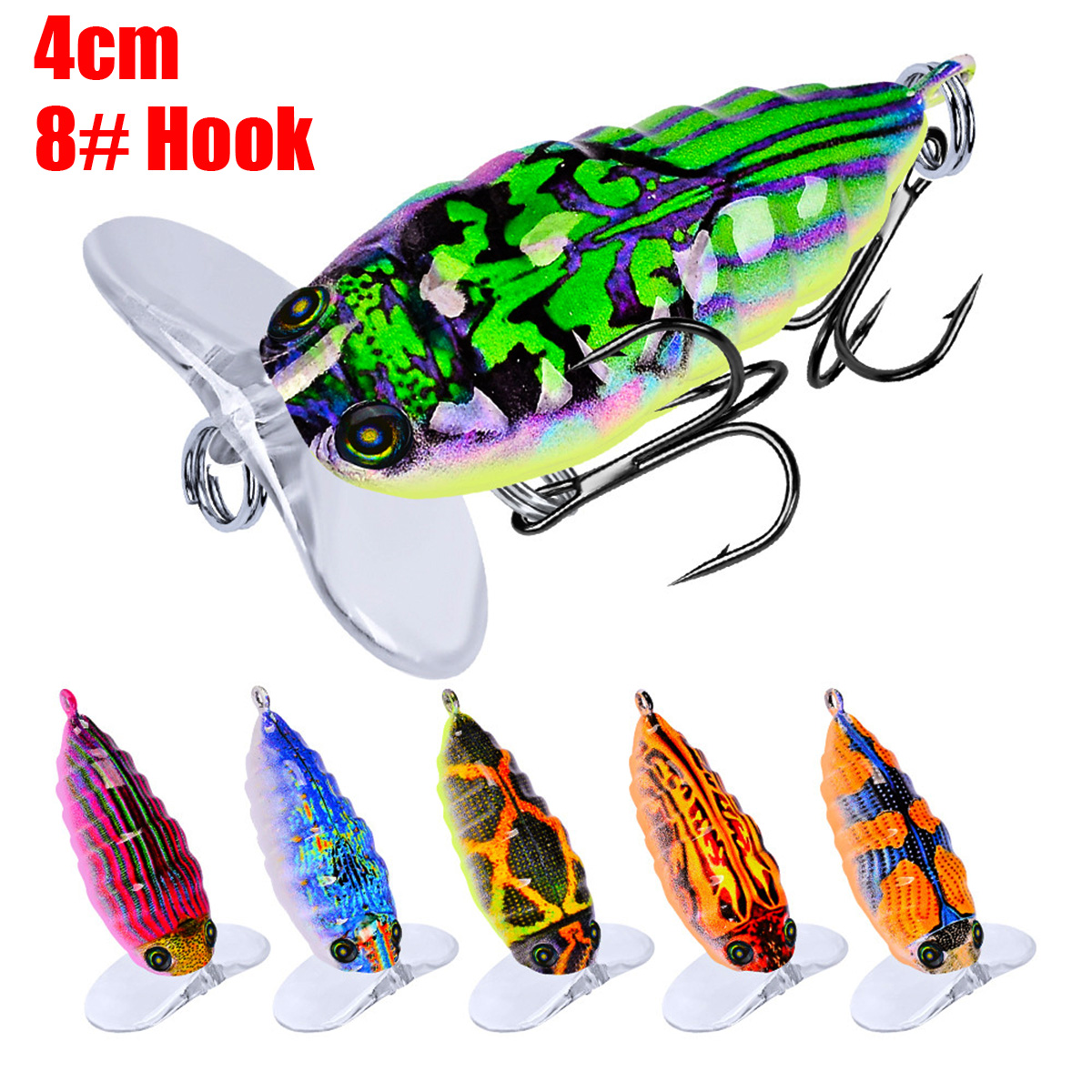ZANLURE-1Pcs-4cm4g-Popper-Artificial-Insect-Sytle-Topwater-Fishing-Lure-8-Treble-Hook-1611036-1