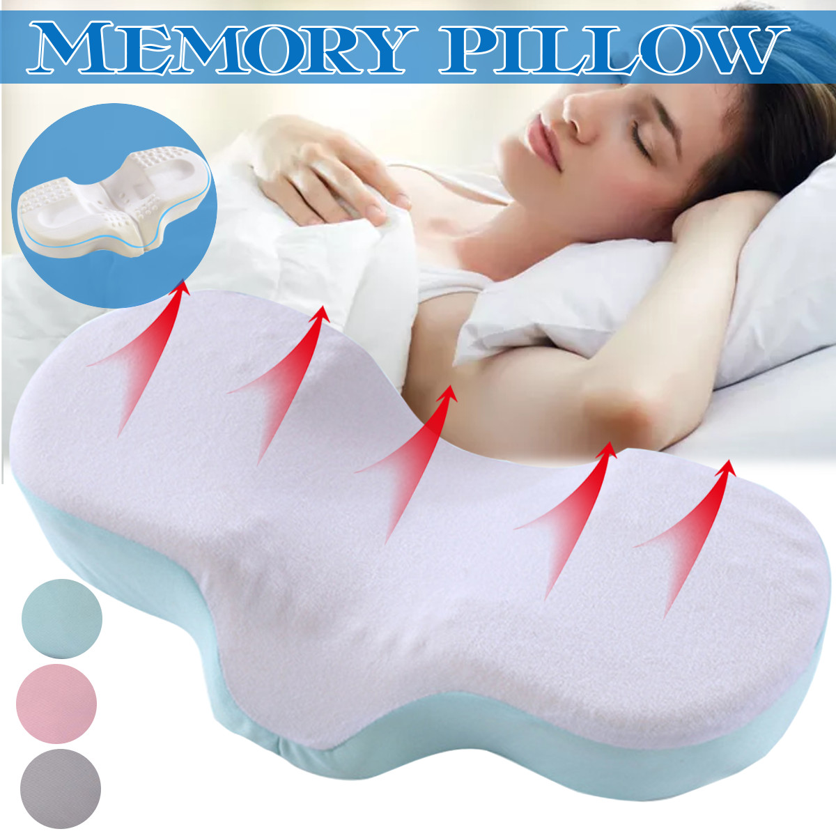 Memory-Pillow-Anti-Wrinkle-Ergonomic-Curved-Foam-Pillows-Outdoor-Fitness-Relaxing-Sleeping-Neck-Cush-1650094-1