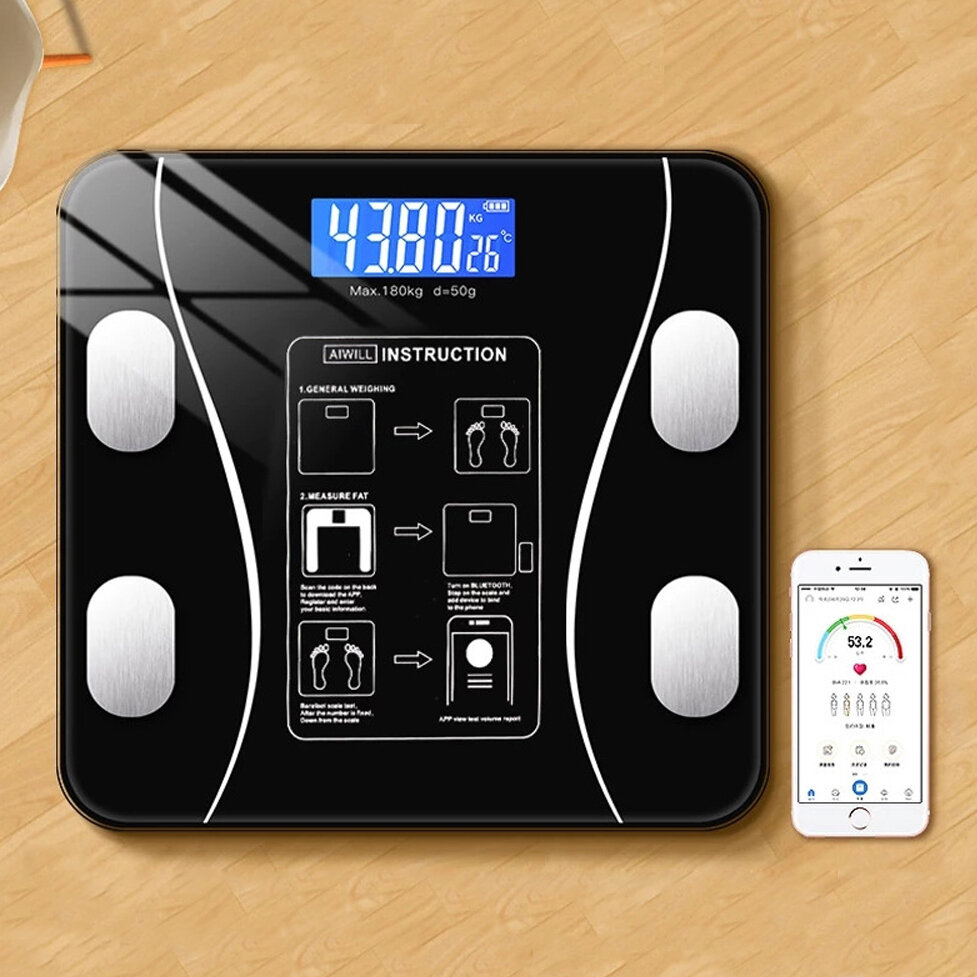 Smart Wireless Body Fat Scale USB+Solar Charing BMI Scales Digital Scale For Body Weight With APP Analyzer