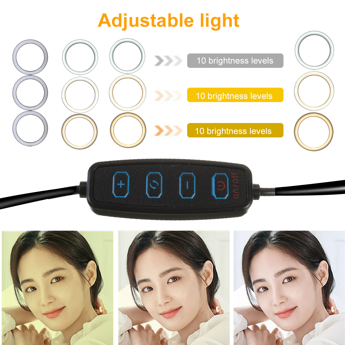 Bakeey-Dimmable-Adjustable-LED-Ring-Light-USB-Powered-LED-Ring-Fill-Light-Kit-1746563-2