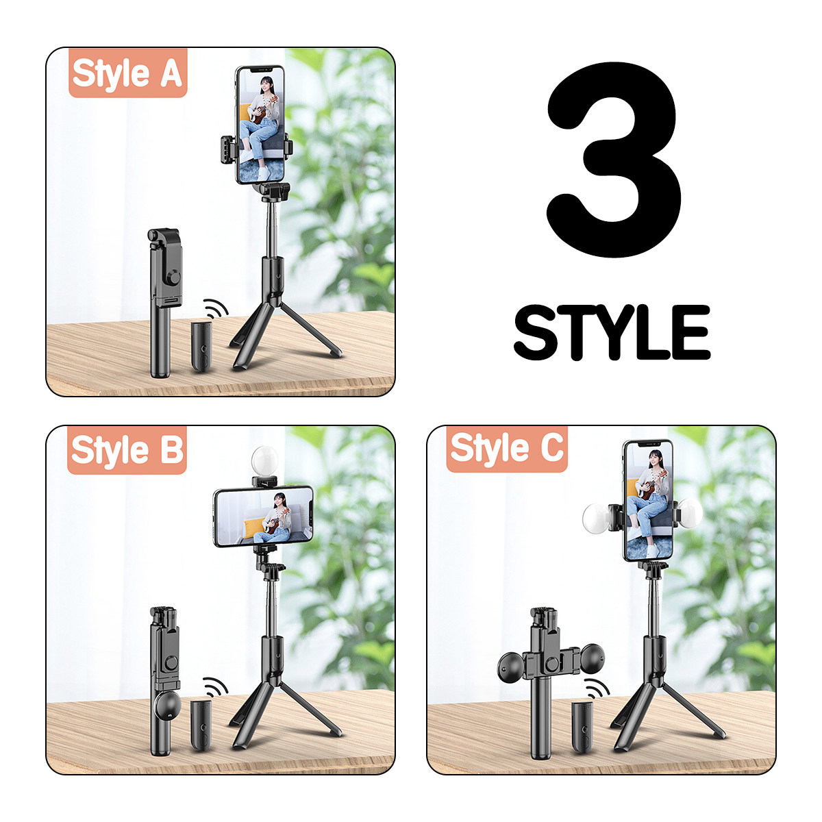 Height-Adjustable-Selfie-Stick-Tripod-Monopod-with-bluetooth-Remote-Controller-Dual-Ring-Light-Fill--1815162-13