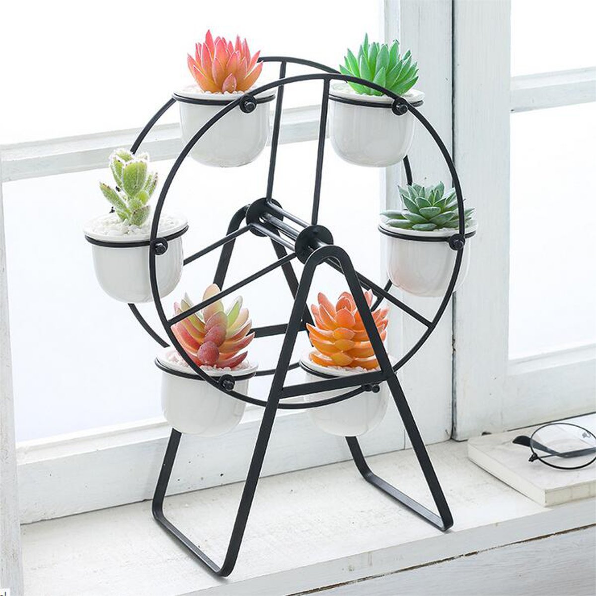 Ceramic-Succulent-Plant-Pot-Bonsai-Holder-Rack-Home-Tabletop-Decor-W-Iron-Stand-1630531-3