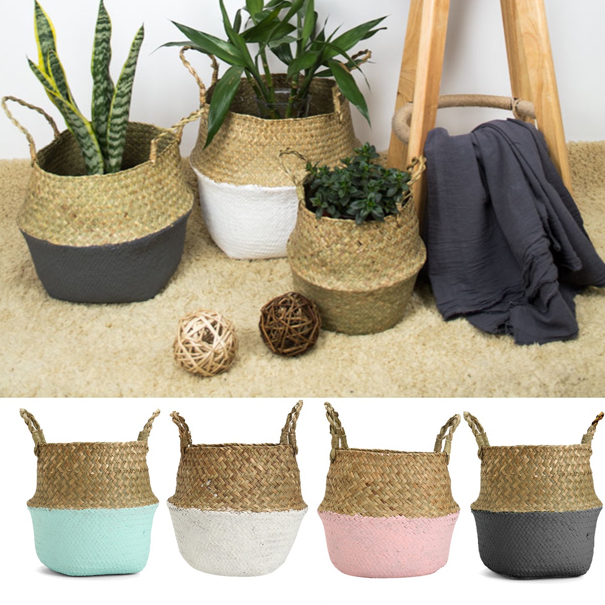Foldable-Rattan-Straw-Basket-Flower-Pot-Hanging-Wicker-Storage-Baskets-Garden-Accessories-1217819-1