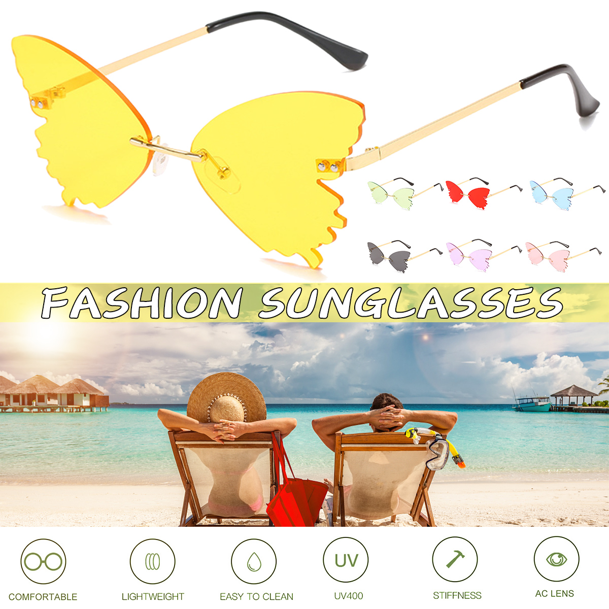 Women-Metal-Sunglasses-Butterfly-Shape-AC-Lens-Rimless-Shades-UV400-Eye-Glasses-1718242-1