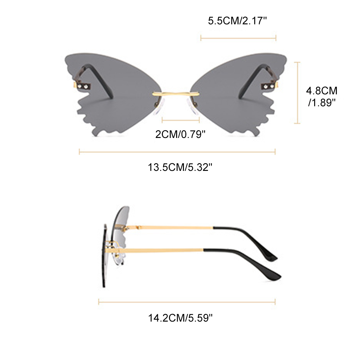 Women-Metal-Sunglasses-Butterfly-Shape-AC-Lens-Rimless-Shades-UV400-Eye-Glasses-1718242-9