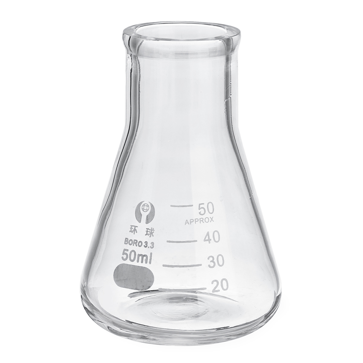 50mL-Lab-Glass-Erlenmeyer-Conical-Flask-Bottle-w-Rim-Borosilicate-Laboratory-Glassware-1351096-1