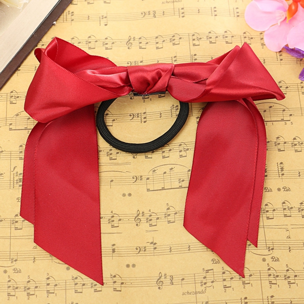 Multicolor-Scrunchie-Ponytail-Holder-Satin-Ribbon-Bow-Bowknot-Hair-Band-Rope-1075340-4