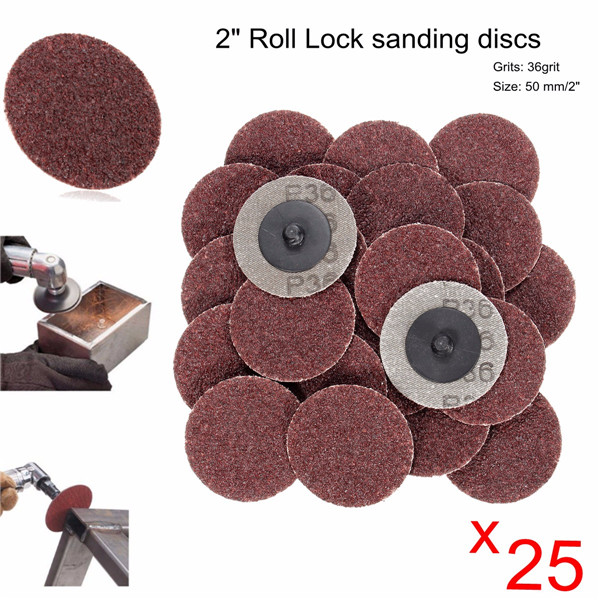 25pcs-2-Inch-36-Grit-R-Type-Abrasive-Sanding-Discs-Roll-Lock-Sanding-Pads-1097418-9