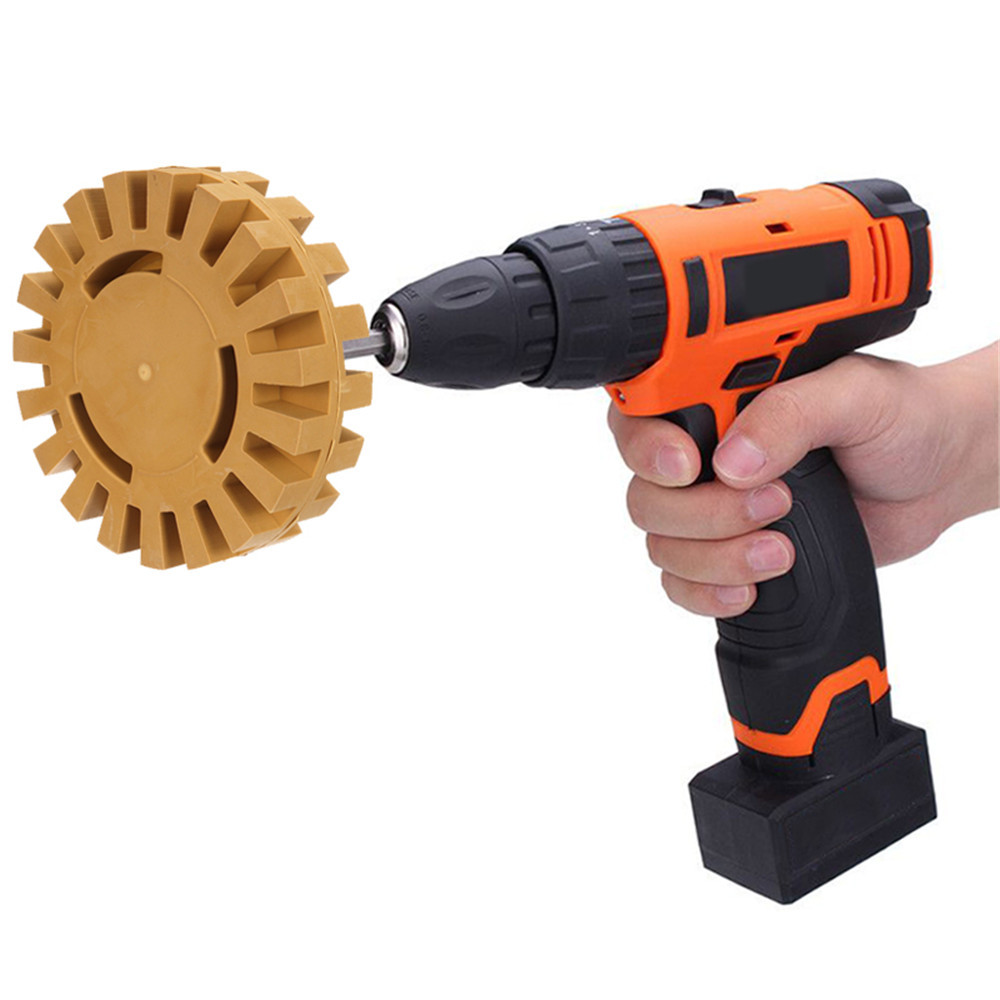 4-Inch-Rubber-Decal-Eraser-Caramel-Wheel-Removal-with-Power-Drill-Arbor-Drill-Adapter-1436257-1