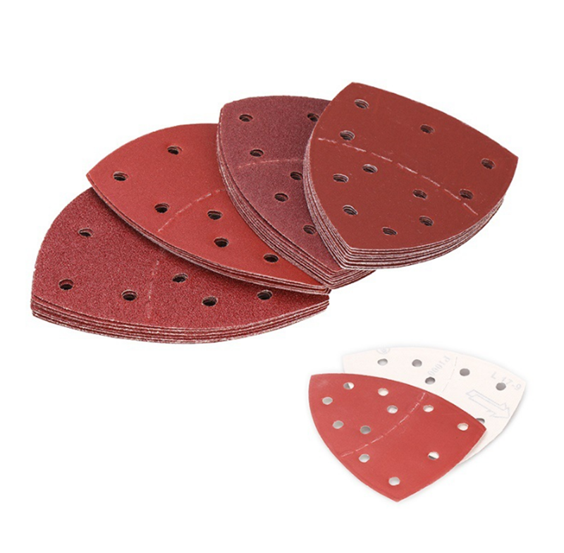 40pcs-152105-11-Hole-Triangle-Palm-Type-Separation-Sandpaper-Pads-Set-406080120180-Grit-Sander-Disc--1919207-2