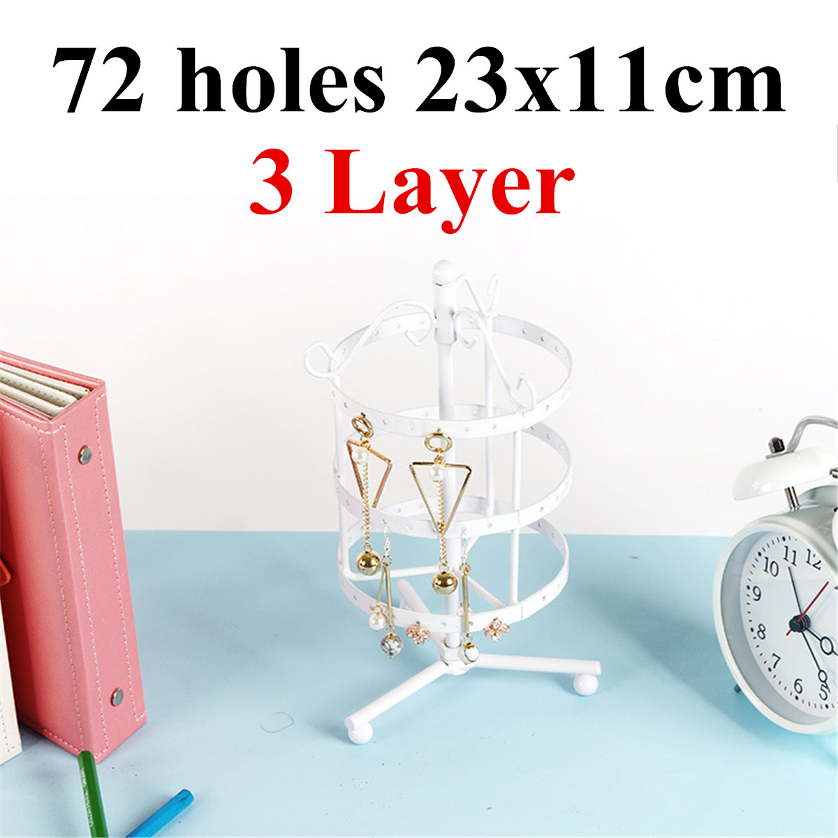 72-Holes-3-Layer-Metal-Earrings-Rotating-Display-Rack-Jewelry-Organizer-Holder-Tools-Kit-1590307-3