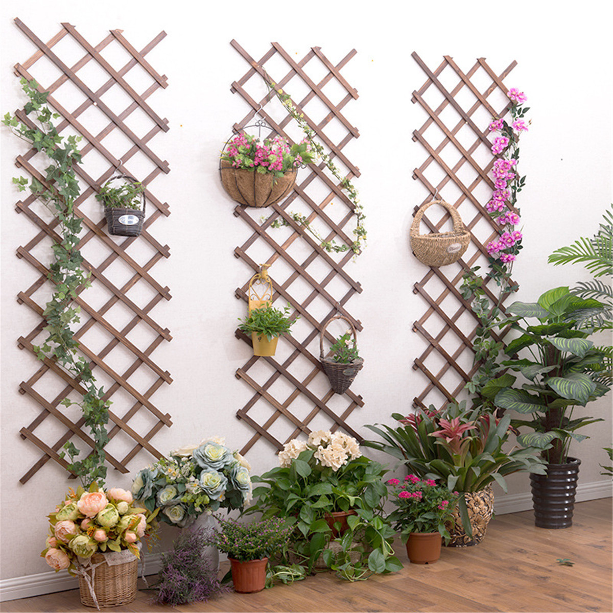 Carbonized-Antiseptic-Wooden-Fence-Plant-Climb-Trellis-Support-Decorations-Garden-1652861-3