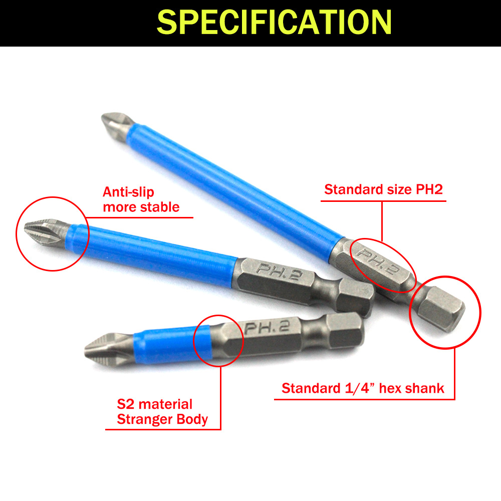 Drillpro-10Pcs-Non-slip-Magnetic-PH2-Screwdriver-Bit-14-Inch-Hexagon-Shank-Driver-S2-Phillips-Screwd-1720030-2