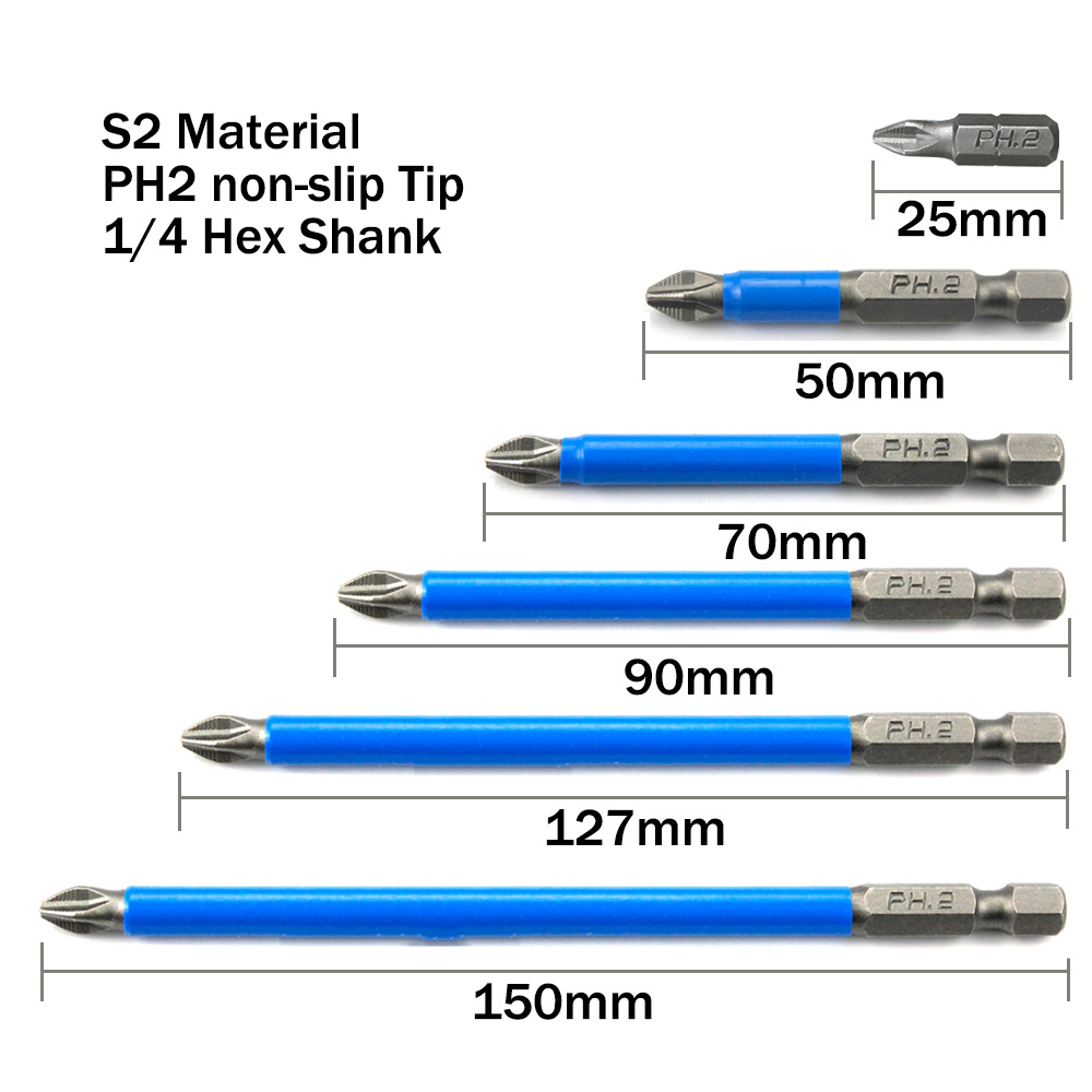 Drillpro-10Pcs-Non-slip-Magnetic-PH2-Screwdriver-Bit-14-Inch-Hexagon-Shank-Driver-S2-Phillips-Screwd-1720030-3