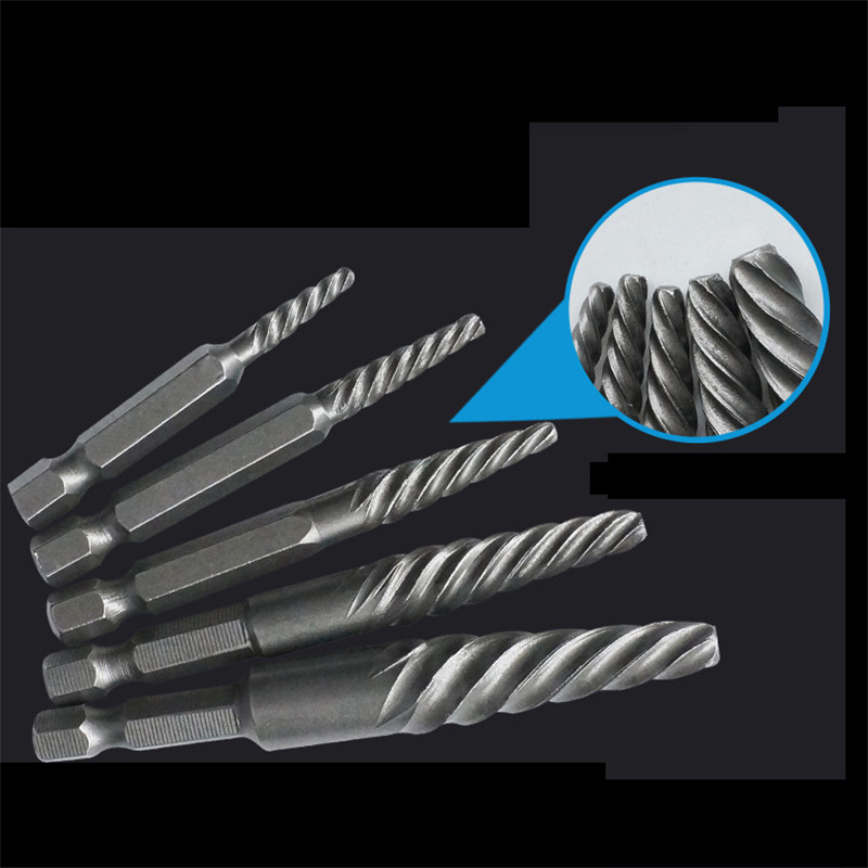 Drillpro-5Pcs-Hex-Shank-CoarseFine-Teeth-Damaged-Bolt-Remover-Screw-Extractor-Drill-Bit-Guide-Broken-1592525-6