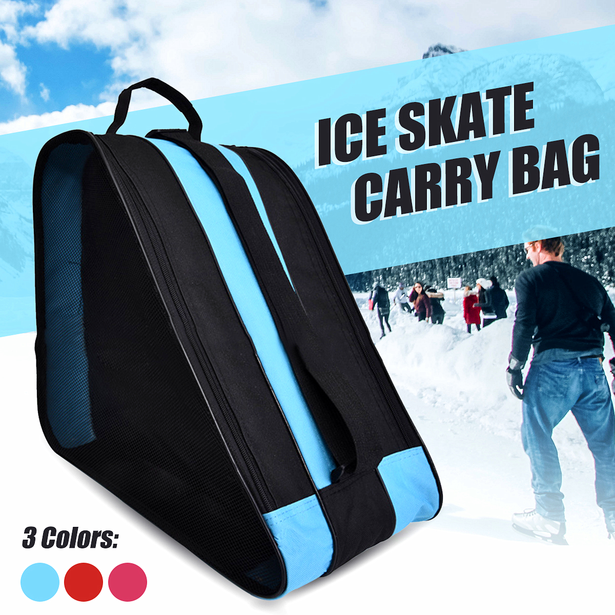 Portable Ice Skate Bag Roller Skate Carry Bag Adjust Shoulder Strap Carry Case