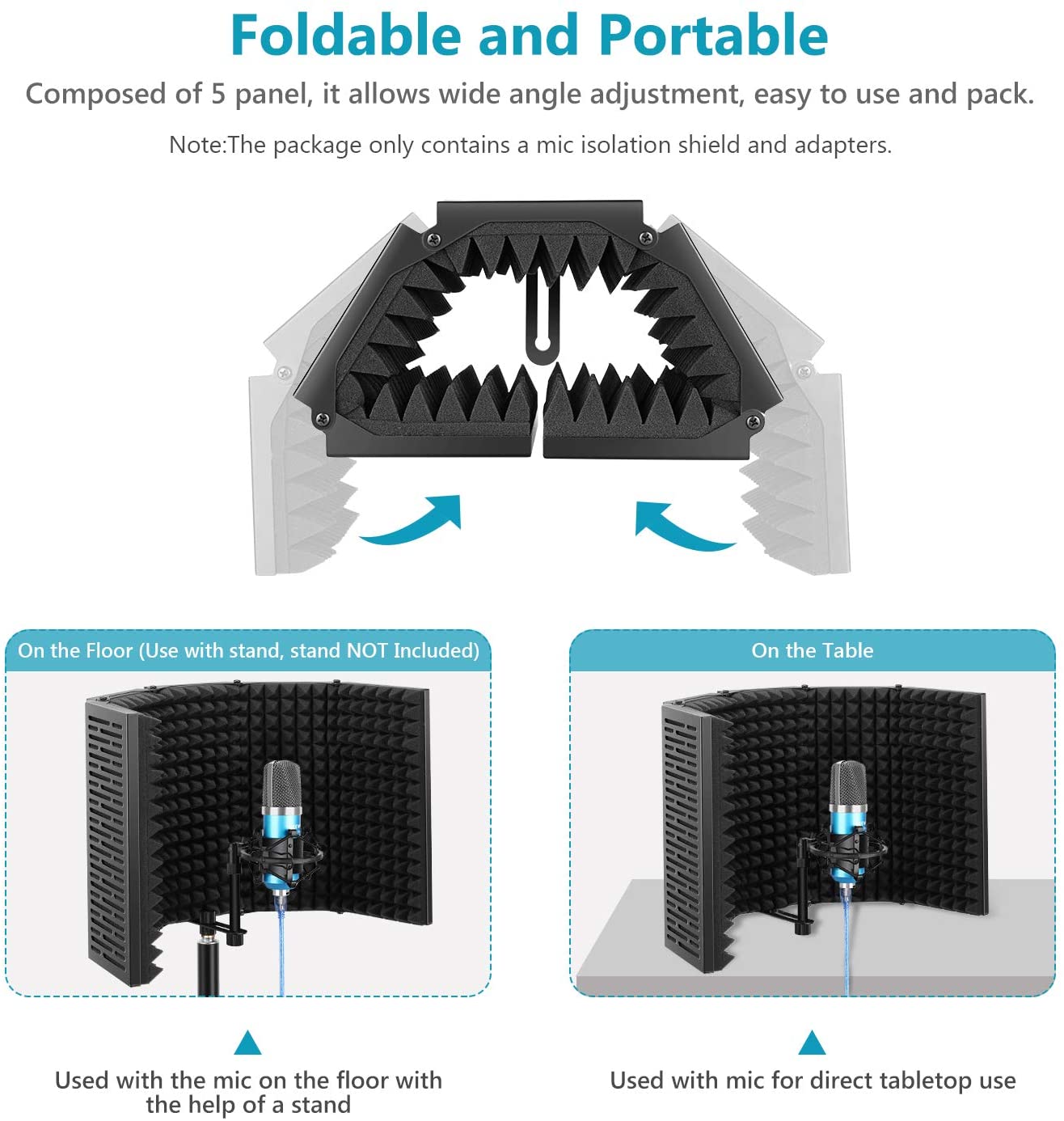 Neewer-5-Plate-Folding-Recording-Microphone-Wind-Screen-Soundproof-Insolation-Shield-1789333-3