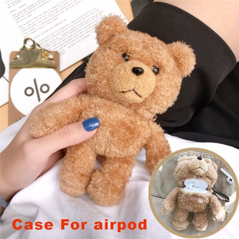 Teddy-Bear-Pattern-Plush-Shockproof-Earphone-Storage-Case-Sleeve-for-Apple-Airpods-1--2--3-Airpods-P-1777045-1