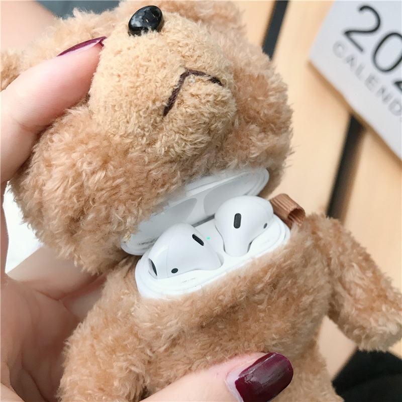 Teddy-Bear-Pattern-Plush-Shockproof-Earphone-Storage-Case-Sleeve-for-Apple-Airpods-1--2--3-Airpods-P-1777045-3